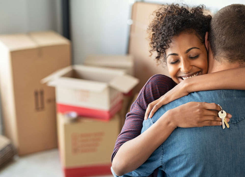 happy couple sell annuity payments for first home